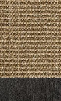 Sisal Salvador steine 082 tæppe med kantbånd i Mønstret sort